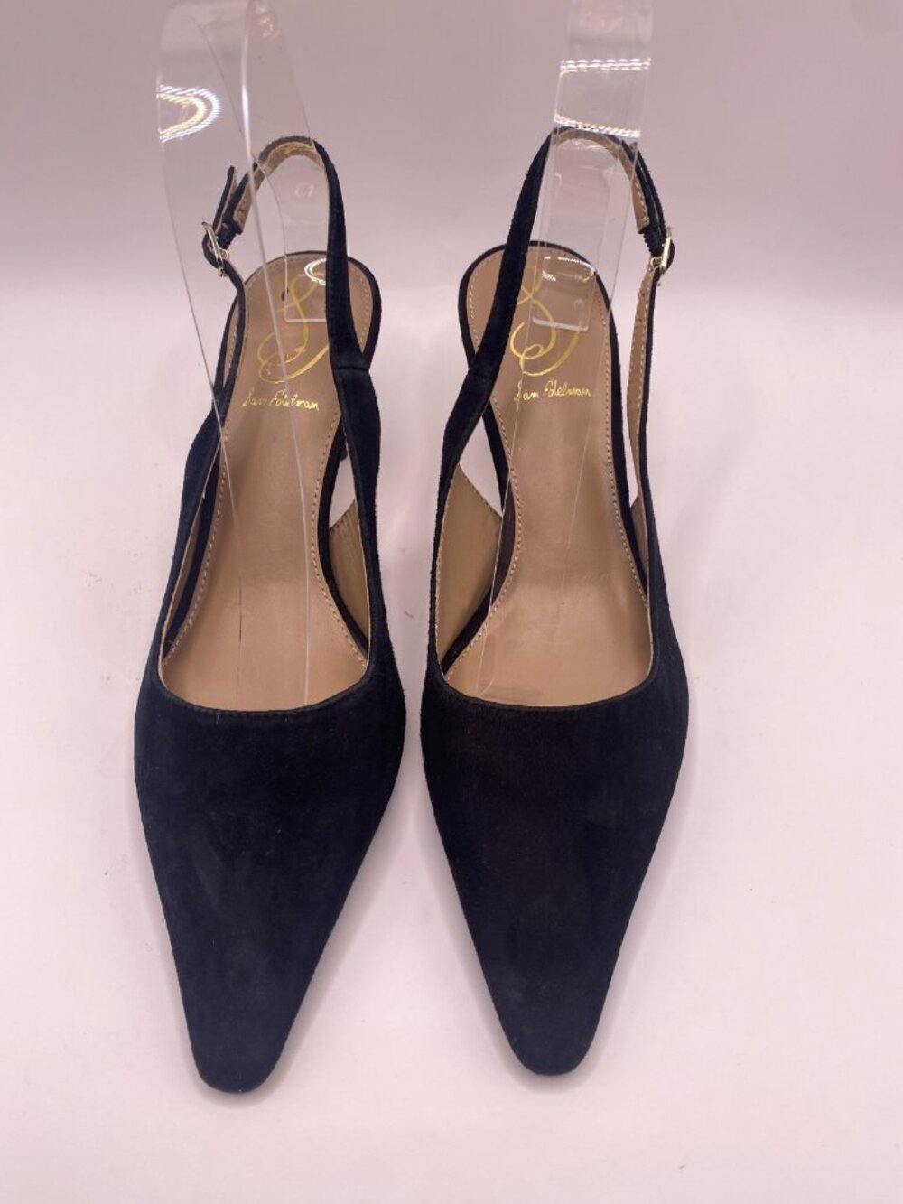 Sam Edelman Womens Bianka Black Suede Sling Pointy Toe Heel Sz 7.5 - Picture 2 of 7
